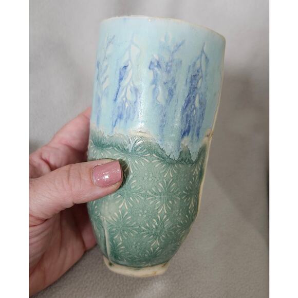 Katy McDougal Studio Pottery Vase Tumbler Artisan Handmade Drip Glaze - Picture 12 of 14